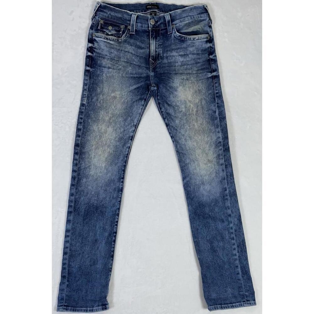 True Religion Rocco Skinny Stretch Denim Jeans Size W36 L33 Acid Wash Distressed